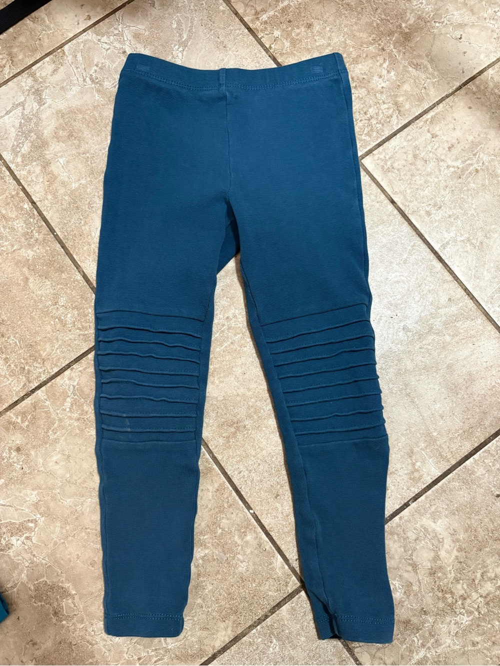 Kids Ribbed Knee Leggings - Teal
